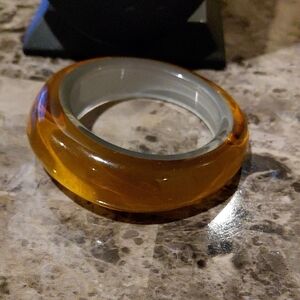 Amber and Gray Bangle Bracelet